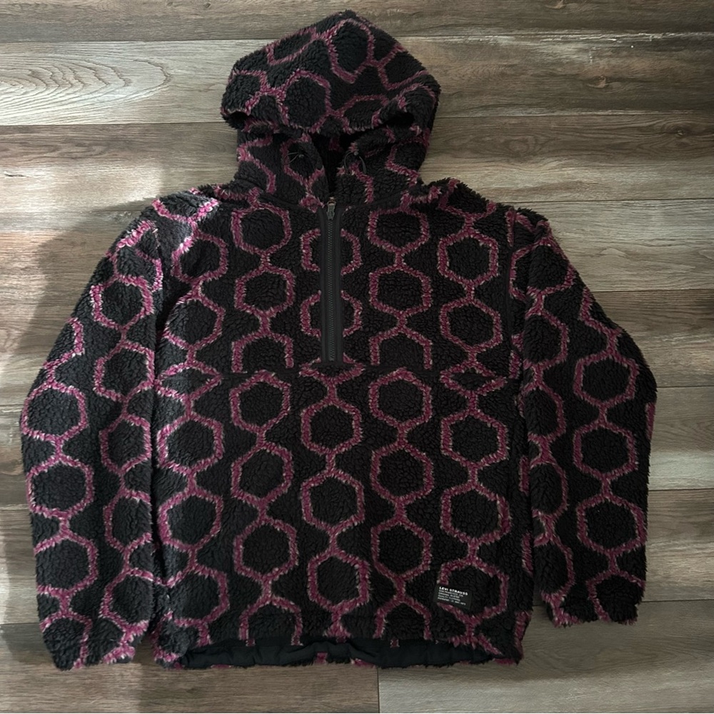 Levi’s Black and Pink Geometric Fleece Jacket Size XS
